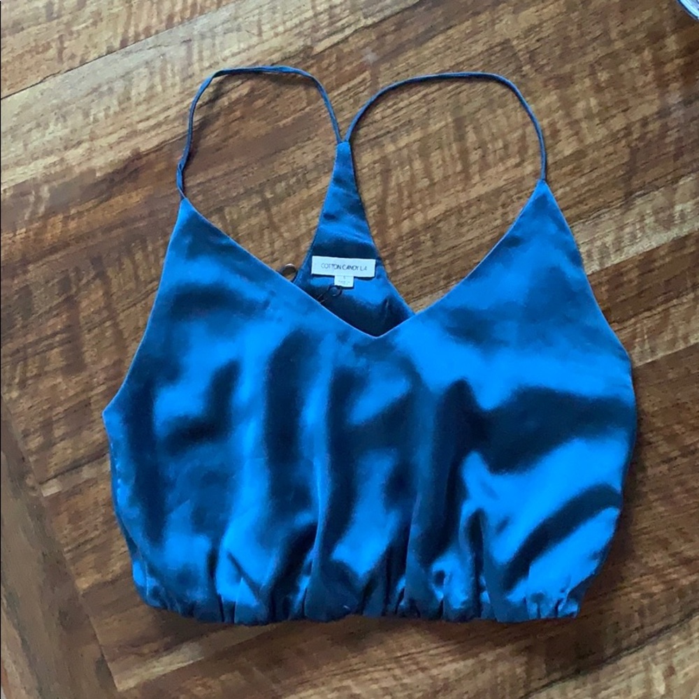Silk blue crop top